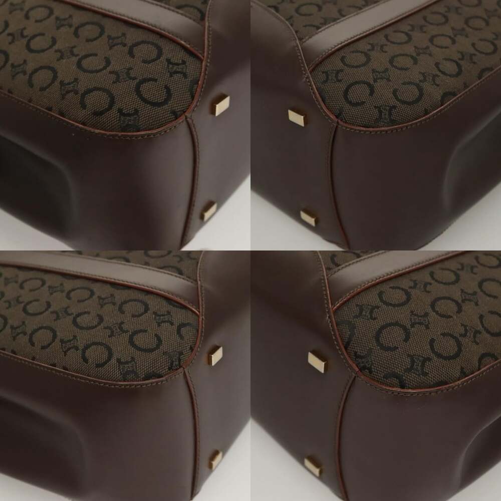 CELINE C Macadam Canvas Hand Bag Brown Gold - Picture 10 of 12